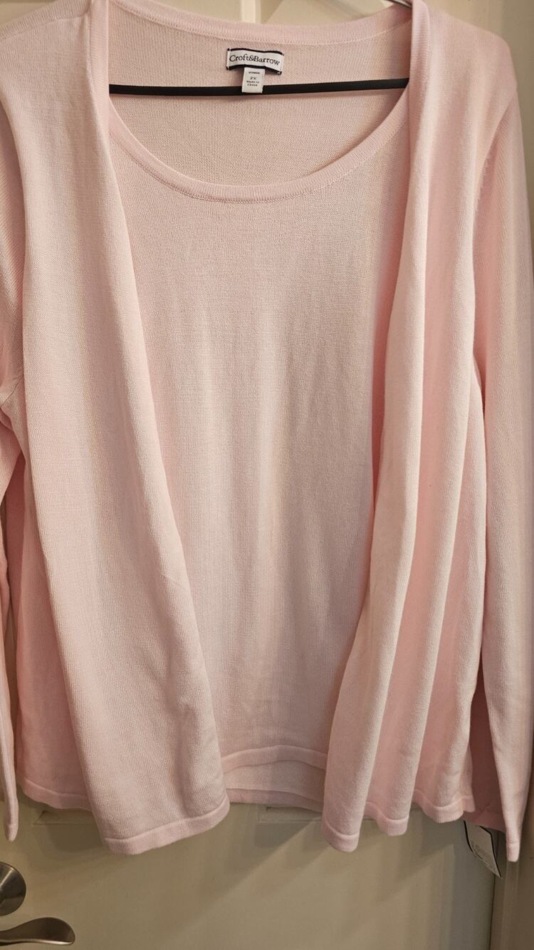 NWT Croft and Barrow Sweater Set - Attached Size 2X Plus Pink light knit
